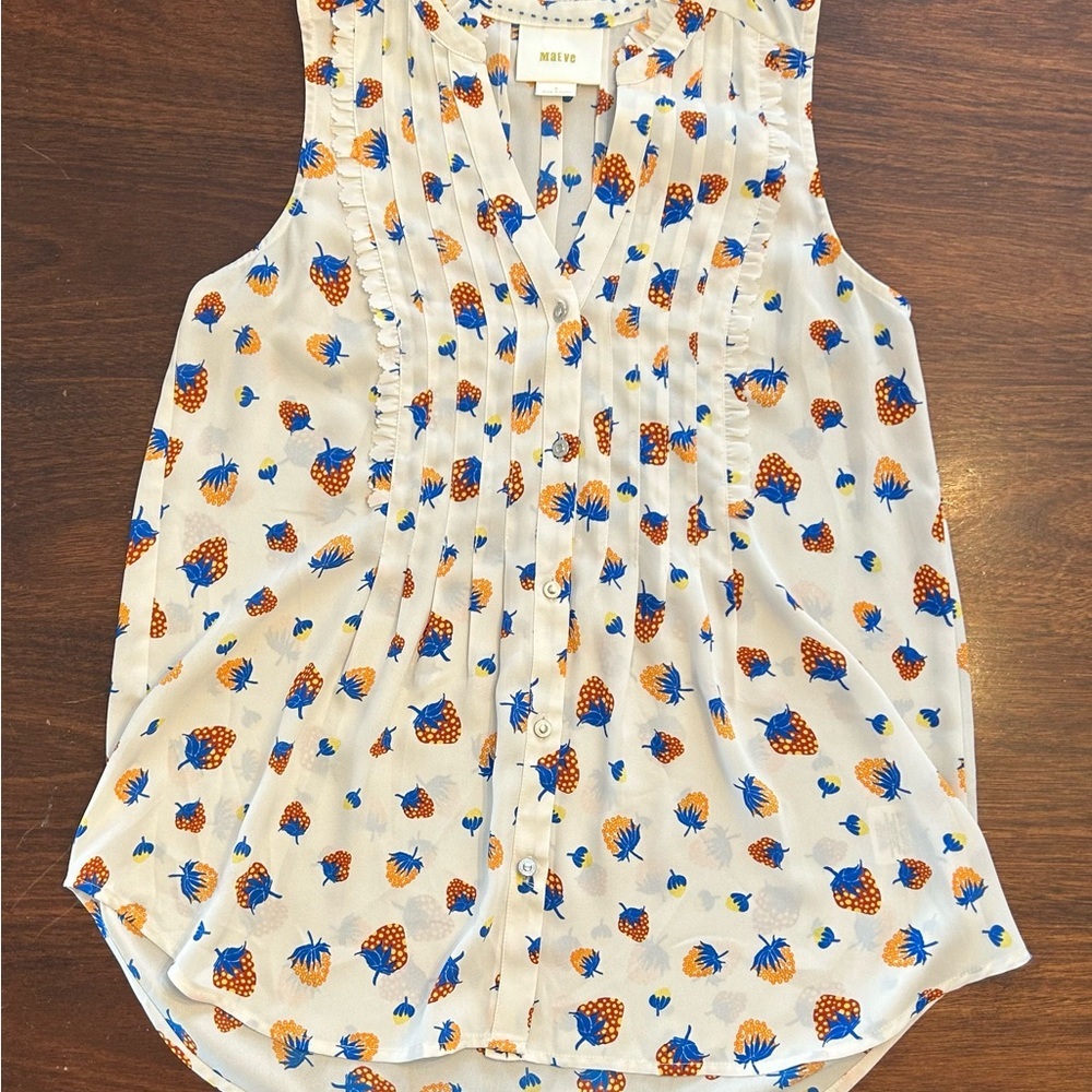 White and Orange Strawberry Women's Top